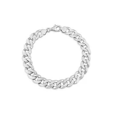 Sterling Silver Curb Chain Bracelet - 9-Inch x 10.2MM