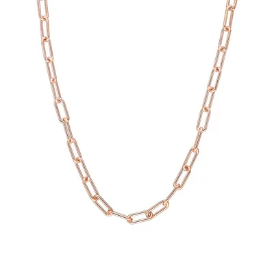 18K Rose Goldplated Sterling Silver Paperclip Chain Necklace - 18-Inch x 3.5MM
