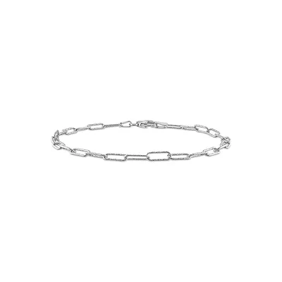Sterling Silver Fancy Paperclip Chain Bracelet, 7-Inch x 3MM