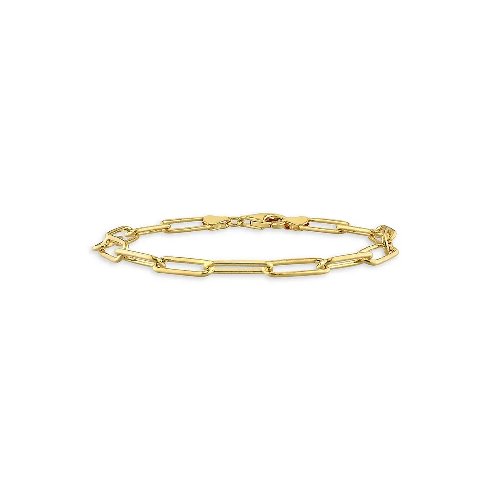 ​18K Goldplated Sterling Silver Paperclip Chain Bracelet - 7.5-Inch x 5MM