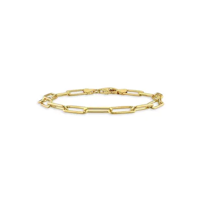 ​18K Goldplated Sterling Silver Paperclip Chain Bracelet - 7.5-Inch x 5MM