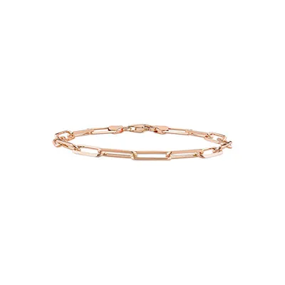 Rose-Goldplated Sterling Silver Paper Clip Chain Bracelet - 7.5-Inch x 5MM