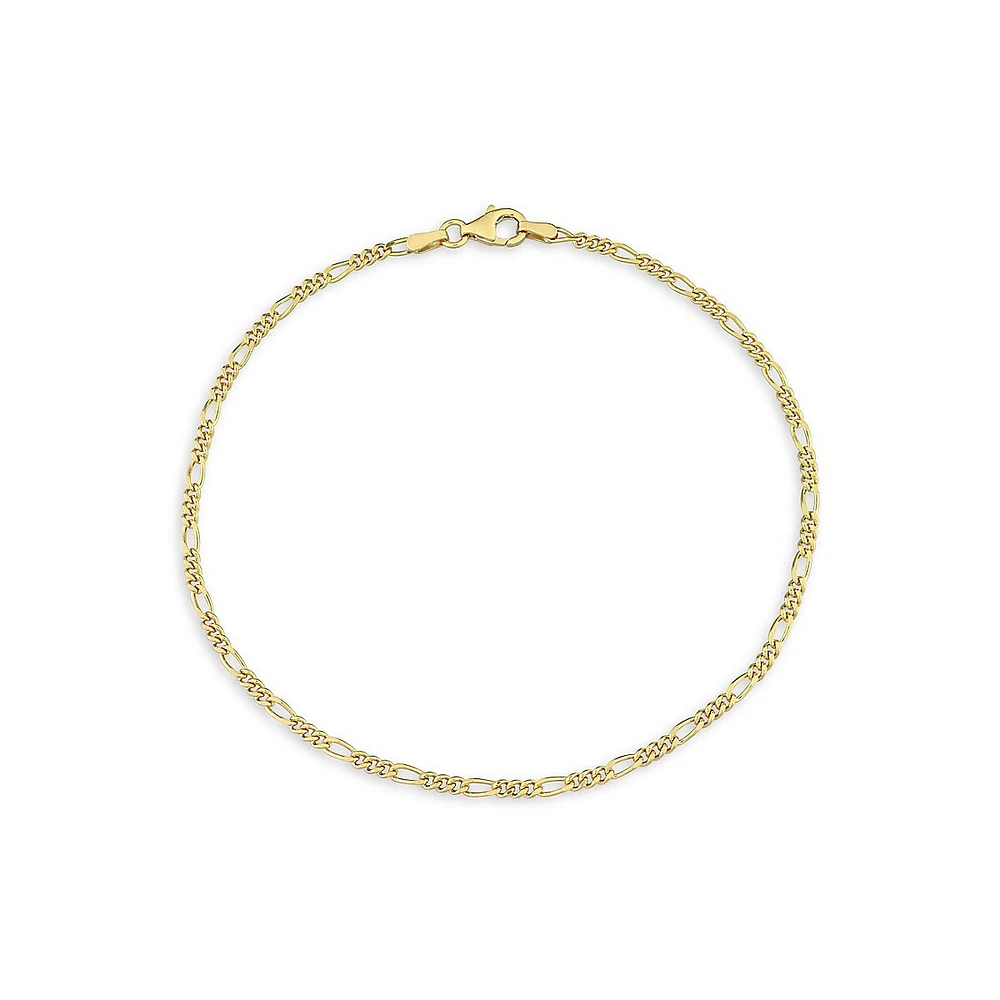 18K Goldplated Sterling Silver Figaro Chain Anklet - 9-Inch x 2.2MM