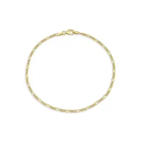 18K Goldplated Sterling Silver Figaro Chain Anklet - 9-Inch x 2.2MM