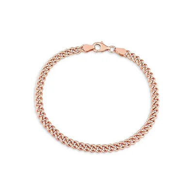 18K Rose Goldplated Sterling Silver Curb Chain Bracelet - 7-Inch x 4.4MM