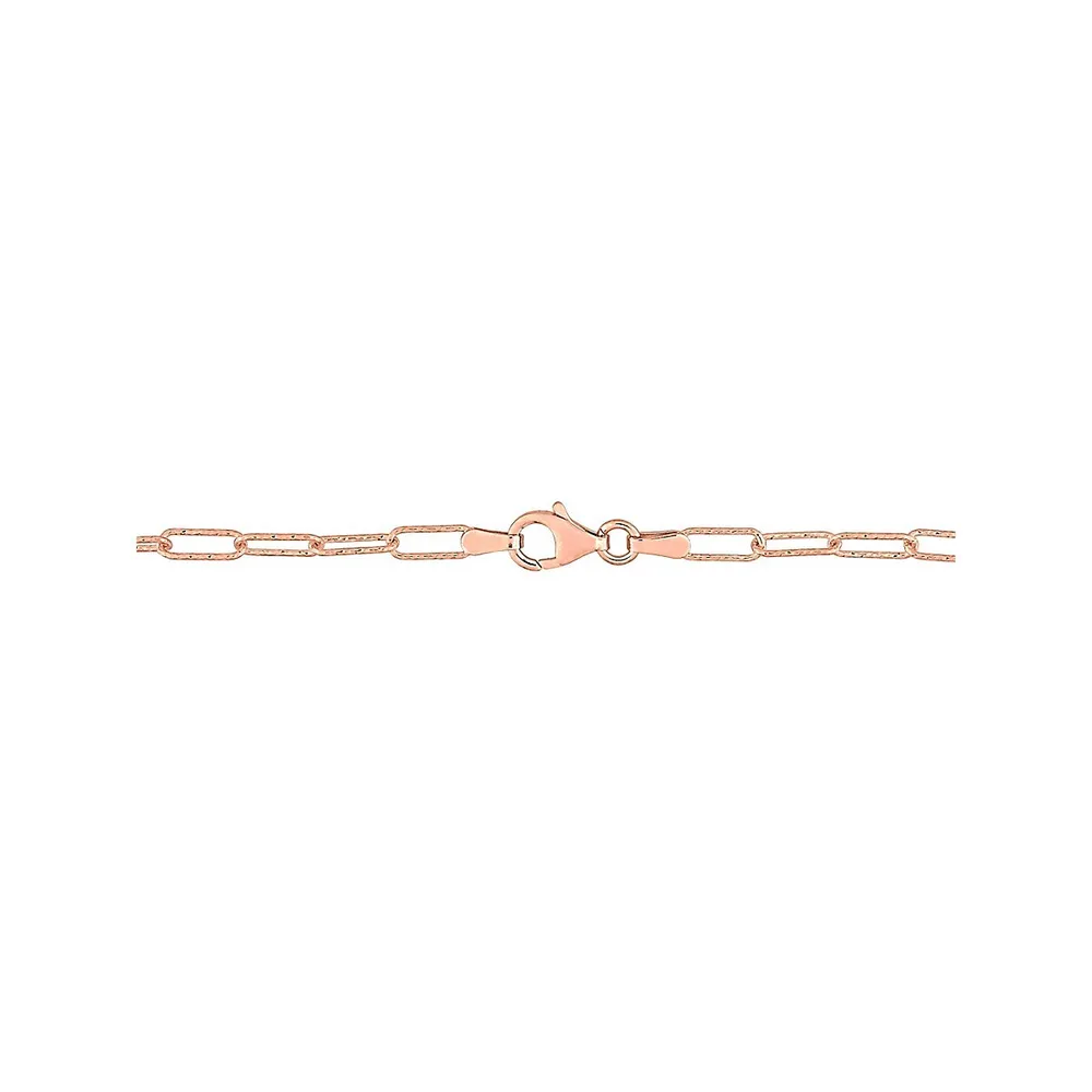 18K Rose Goldplated Sterling Silver Fancy Paperclip Chain Bracelet, 7-Inch x 3MM