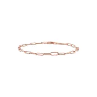 18K Rose Goldplated Sterling Silver Fancy Paperclip Chain Bracelet, 7-Inch x 3MM