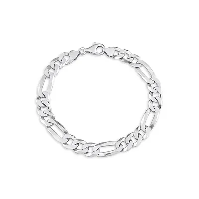 Sterling Silver Flat Figaro Chain Anklet - 9-Inch x 8.9MM