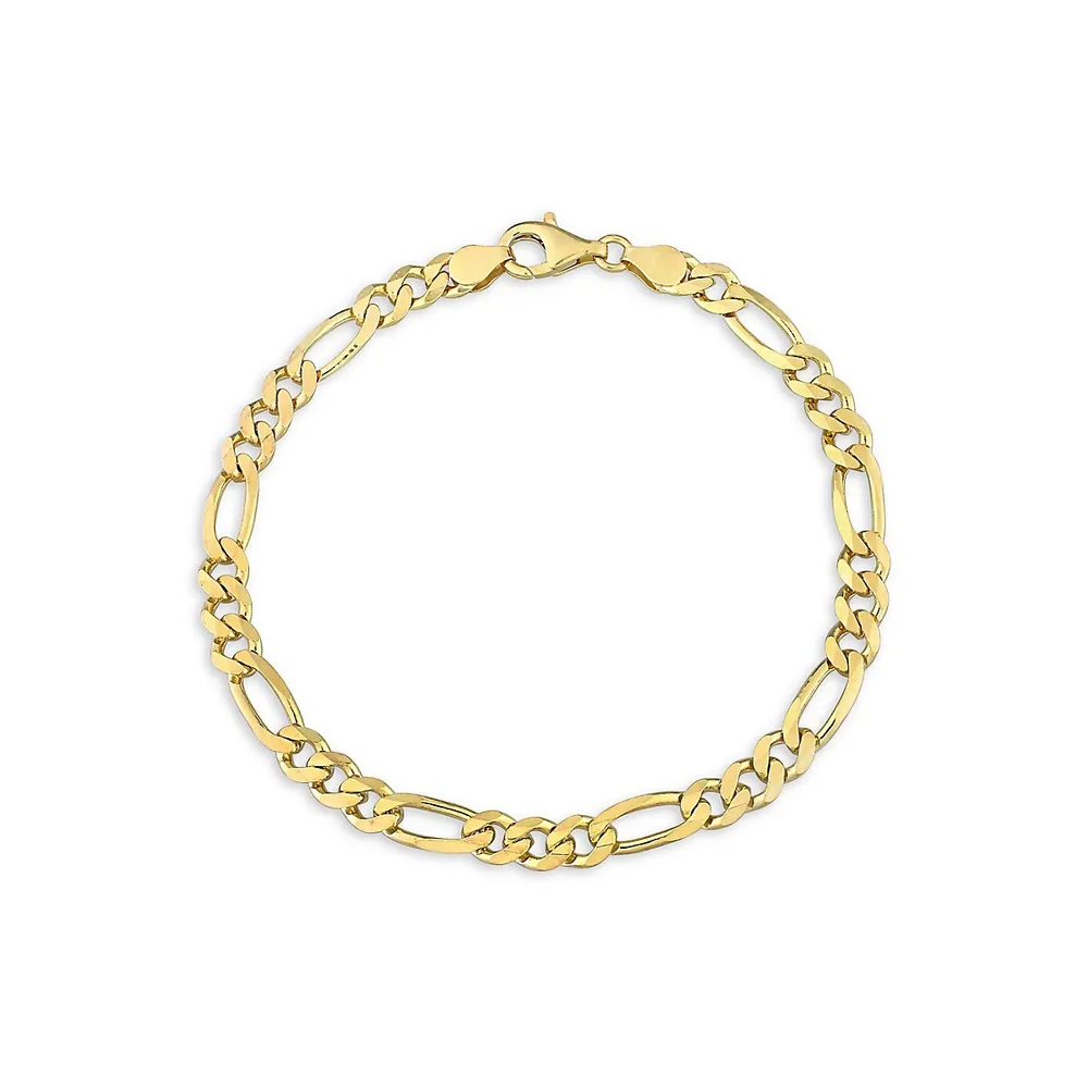 18K Goldplated Sterling Silver Figaro Chain Anklet - 9-Inch x 5.5MM