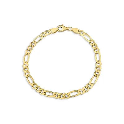 18K Goldplated Sterling Silver Figaro Chain Anklet - 9-Inch x 5.5MM