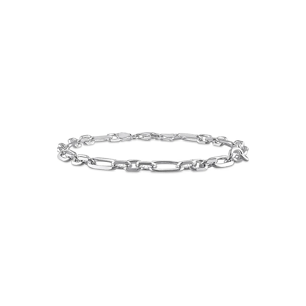 Sterling Silver Figaro Chain Anklet - 9-Inch x 6MM