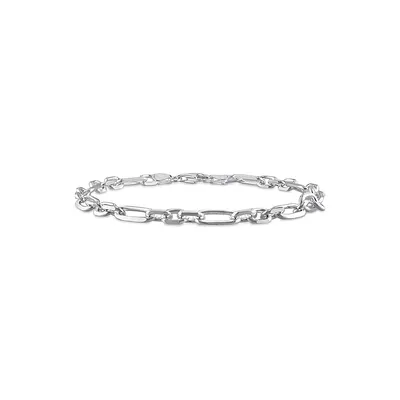 Sterling Silver Figaro Chain Anklet - 9-Inch x 6MM