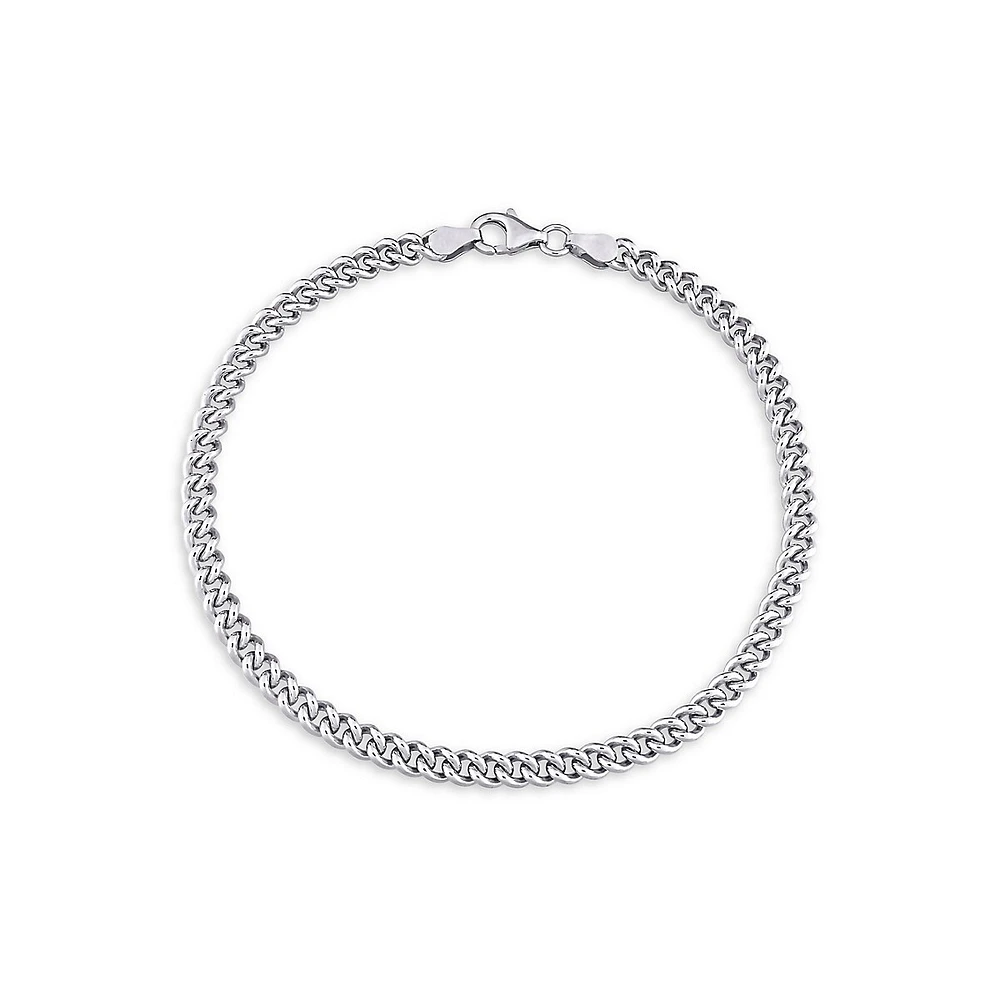 Sterling Silver Curb-Link Chain Anklet - 9-Inch x 4.4MM