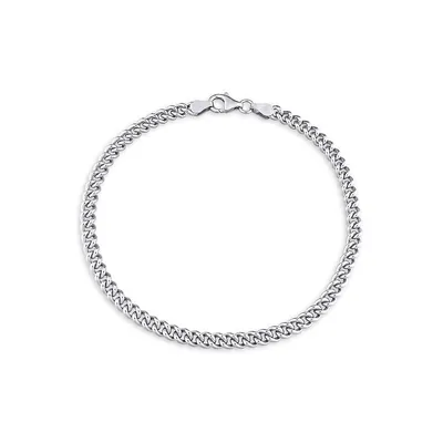Sterling Silver Curb-Link Chain Anklet - 9-Inch x 4.4MM