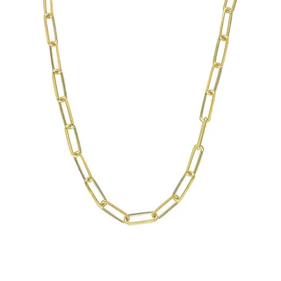 Goldplated Sterling Silver Paper Clip Chain Necklace - 16-Inch x 5MM