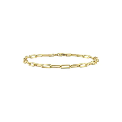18K Goldplated Sterling Silver Paperclip Chain Bracelet - 7.5-Inch x 3.5MM