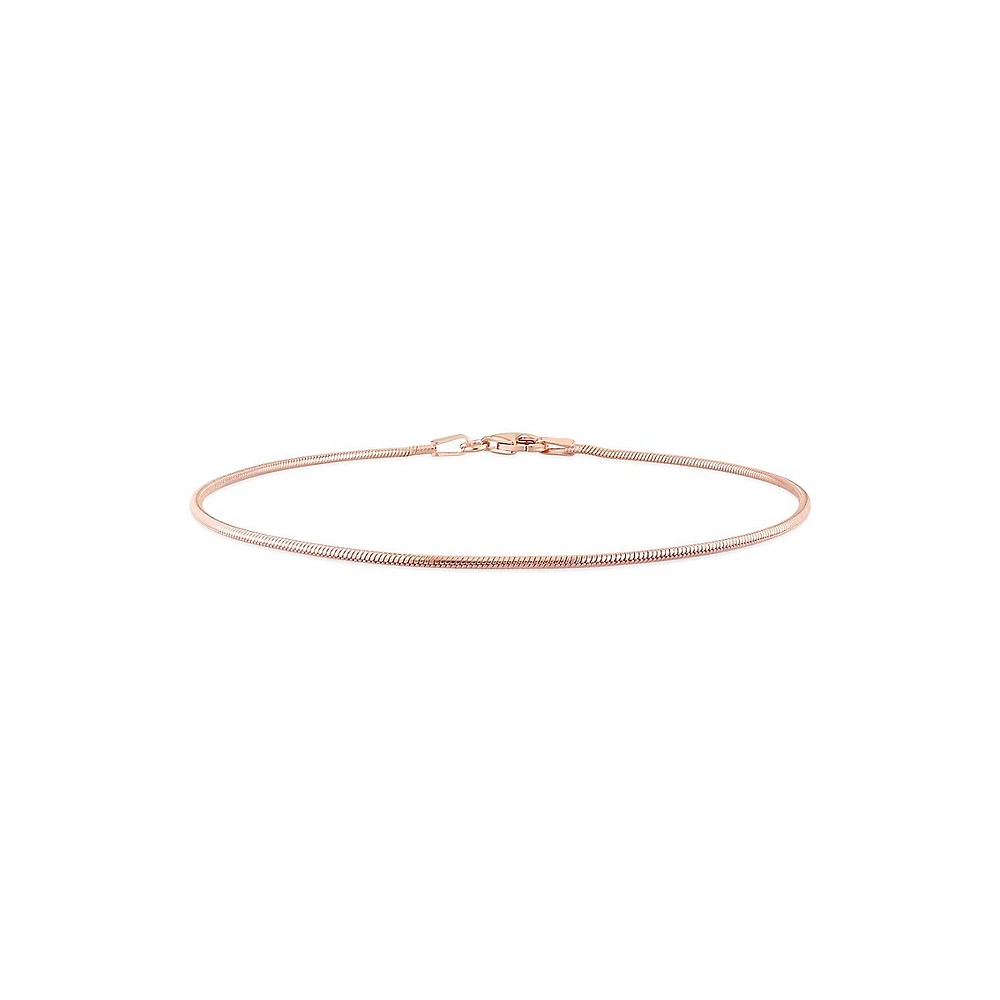 18K Rose Goldplated Sterling Silver Snake Chain Anklet - 9-Inch x 1.2MM