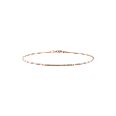 18K Rose Goldplated Sterling Silver Snake Chain Anklet - 9-Inch x 1.2MM