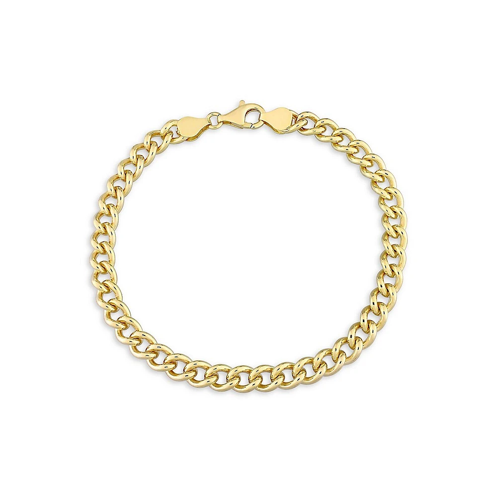 18K Goldplated Sterling Silver Curb Chain Anklet - 9-Inch x 6.5MM