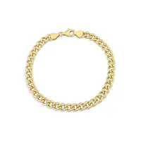 18K Goldplated Sterling Silver Curb Chain Anklet - 9-Inch x 6.5MM