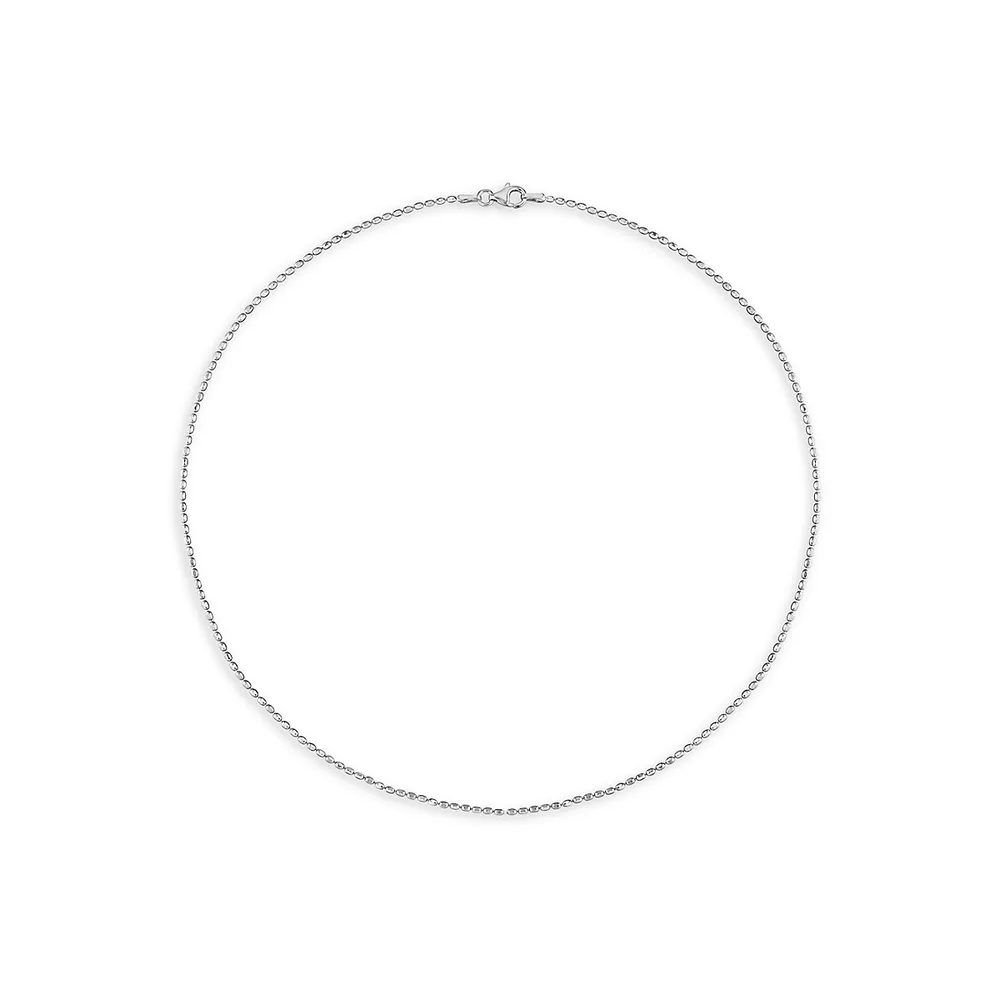 Collier chaîne boule ovale en argent sterling de 46 cm x 1,5 mm