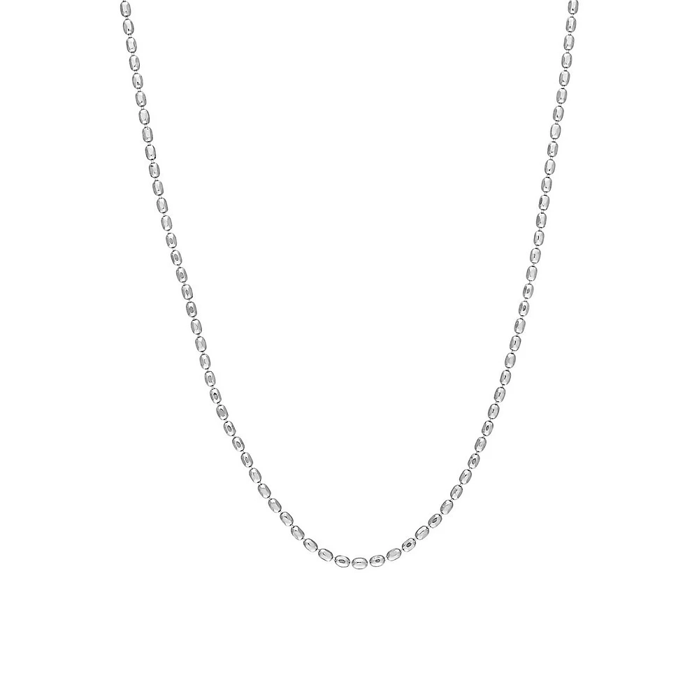 Collier chaîne boule ovale en argent sterling de 46 cm x 1,5 mm