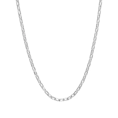 Sterling Silver Fancy Rectangular Rolo Chain Necklace