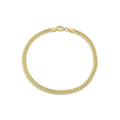 18K Yellow Goldplated Sterling Silver Curb Link Chain Anklet - 9-Inch x 4.4MM