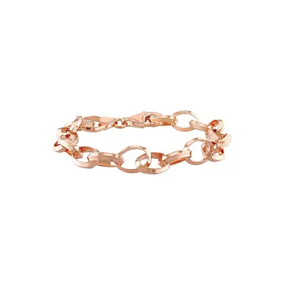18K Rose Goldplated Sterling Silver Rolo Chain Bracelet - 7.5-Inch x 8MM