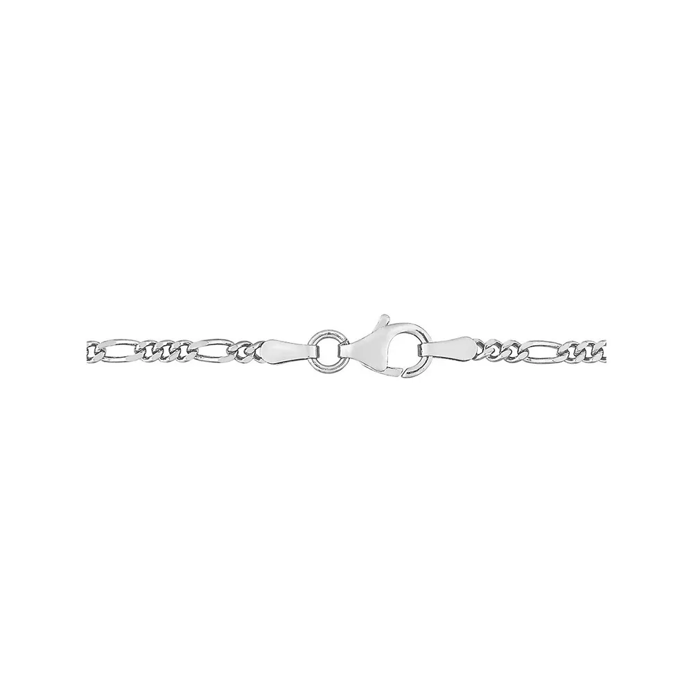 Collier à chaîne Figaro en argent sterling, 51 cm