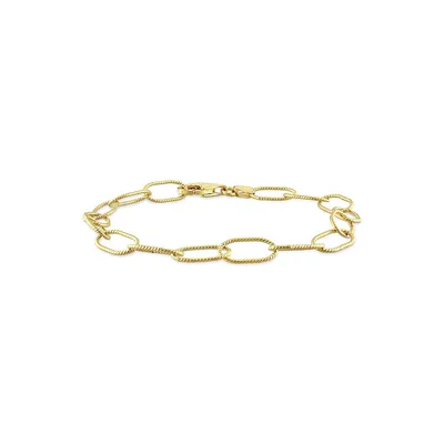 18K Goldplated Sterling Silver Twisted Rolo Chain Bracelet