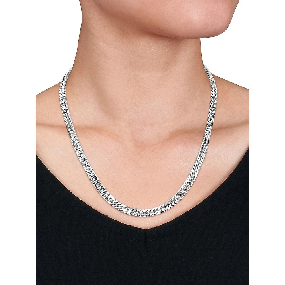 Sterling Silver Fancy Curb Link Chain Necklace - 18-Inch x 5.7MM