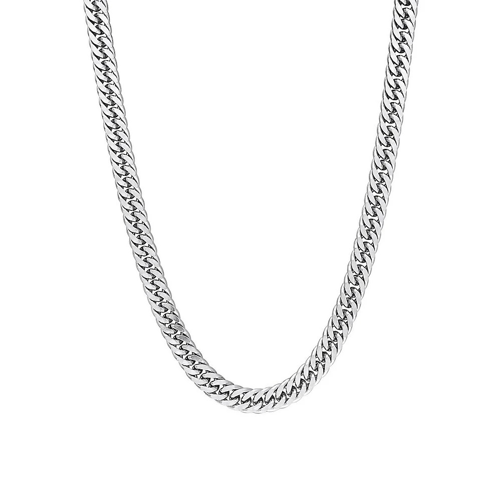 Sterling Silver Fancy Curb Link Chain Necklace - 18-Inch x 5.7MM