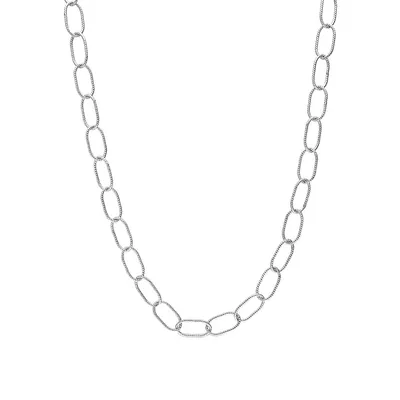Sterling Silver Twisted Rolo Chain Necklace - 24-Inch x 6.5MM