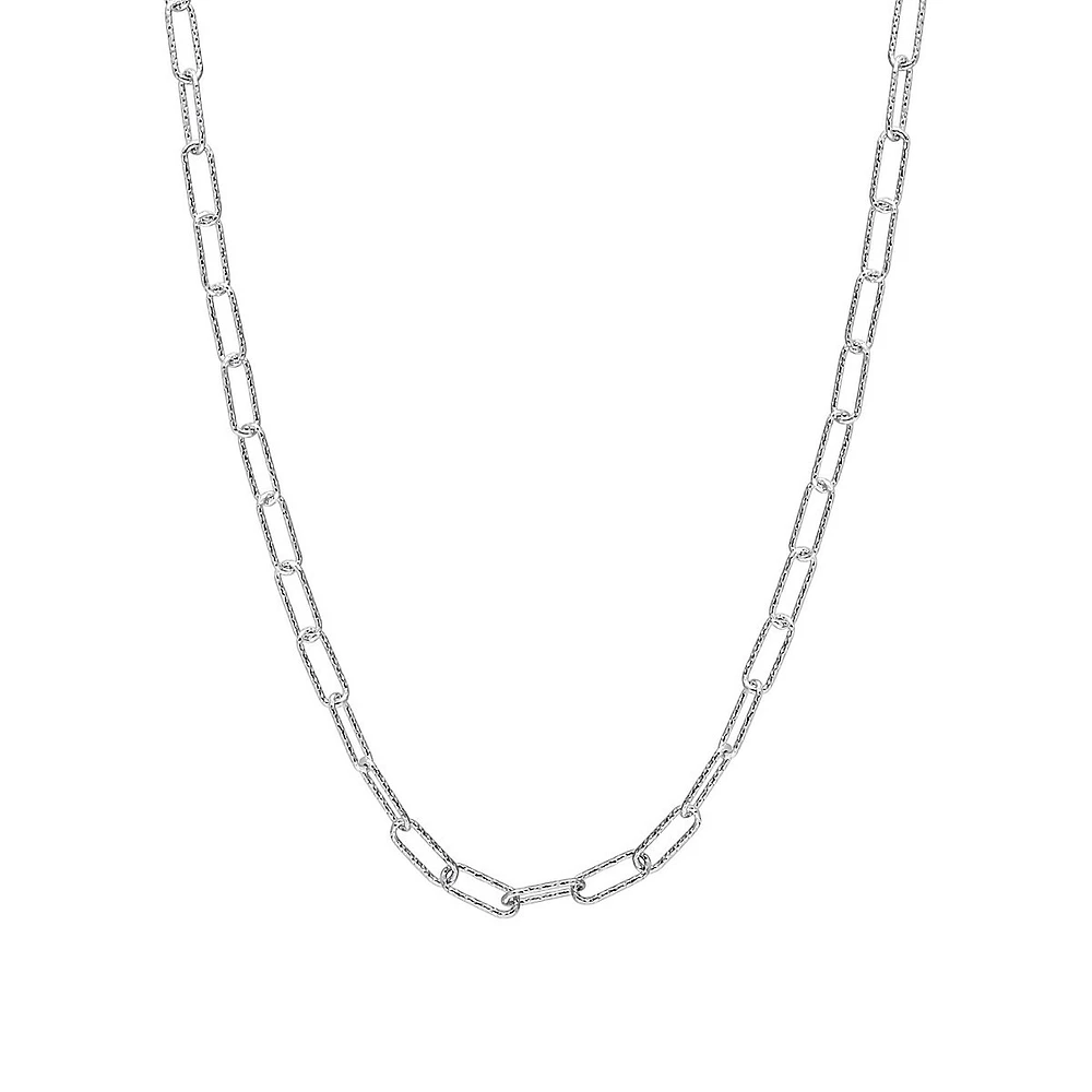 Sterling Silver Fancy Paperclip Chain Necklace