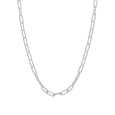 Sterling Silver Fancy Paperclip Chain Necklace