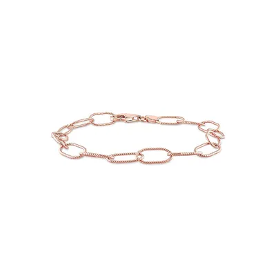 18K Rose Goldplated Sterling Silver Twisted Rolo Chain Bracelet