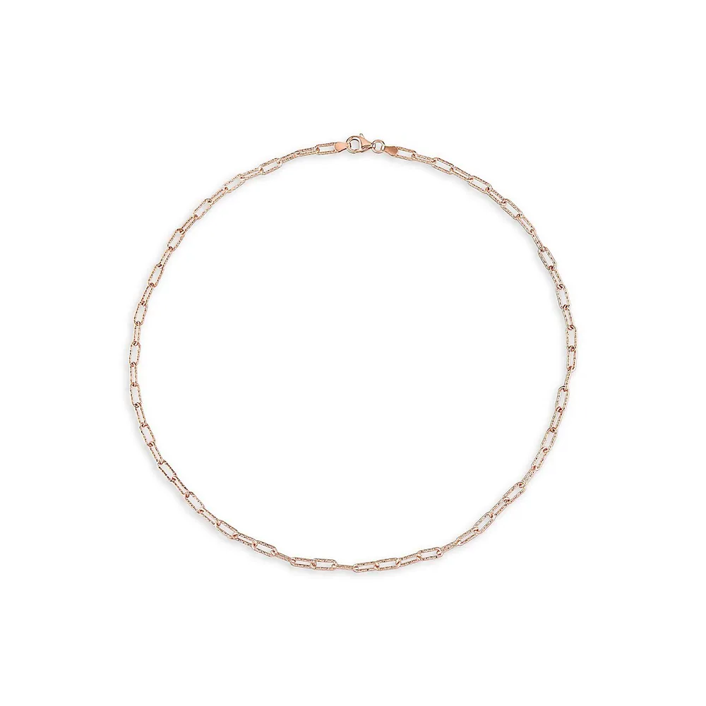 18K Rose Goldplated Sterling Silver Fancy Paperclip-Chain Necklace - 18-Inch