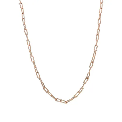 18K Rose Goldplated Sterling Silver Fancy Paper Clip Chain Necklace