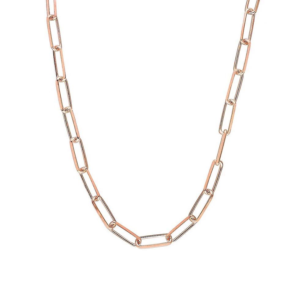 18K Rose Goldplated Sterling Silver Paperclip Chain Necklace