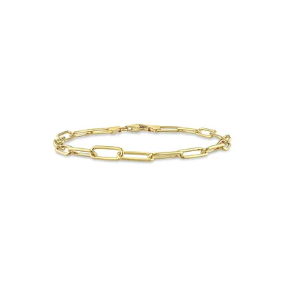 18K Goldplated Sterling Silver Paperclip Chain Anklet - 9-Inch x 5MM