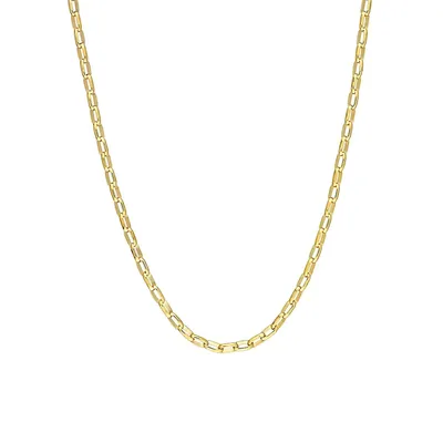 18K Goldplated Sterling Silver Fancy Rectangular Rolo Chain Necklace - 20-Inch x 2MM