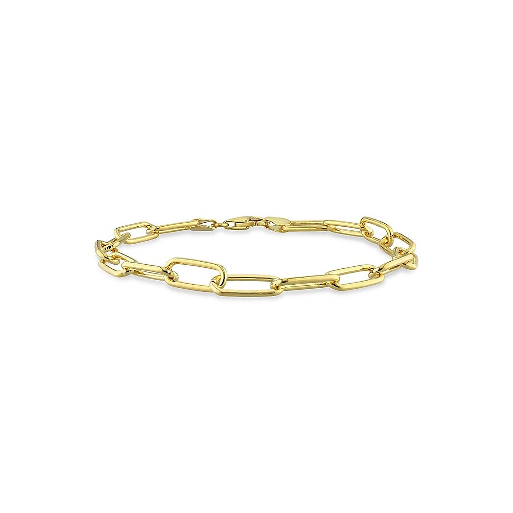 18K Goldplated Sterling Silver Paperclip Chain Bracelet - 7.5-Inch x 6MM