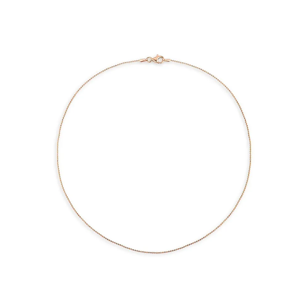 18K Rose Goldplated Sterling Silver Ball Chain Necklace - 16-Inch x 1MM