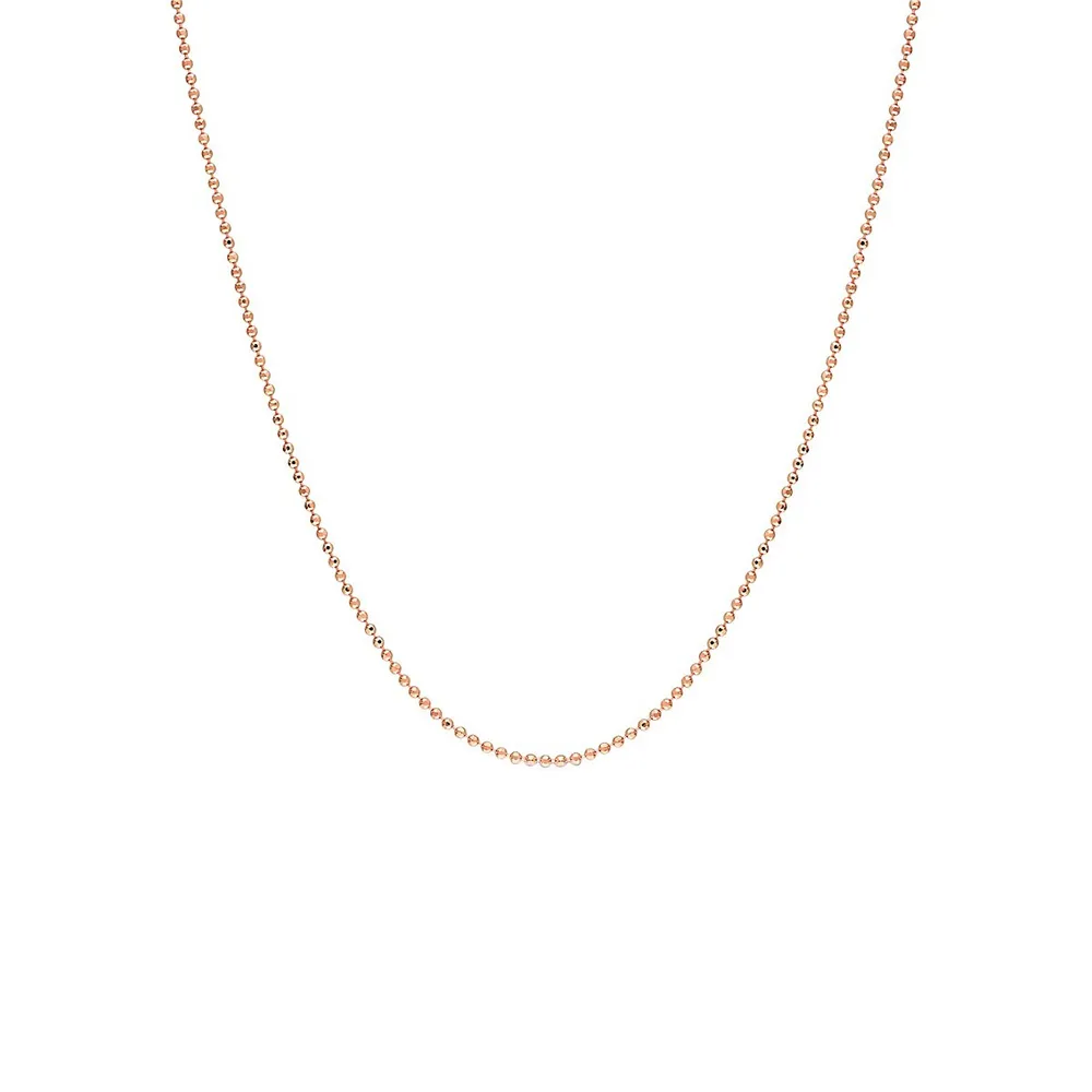 18K Rose Goldplated Sterling Silver Ball Chain Necklace - 16-Inch x 1MM