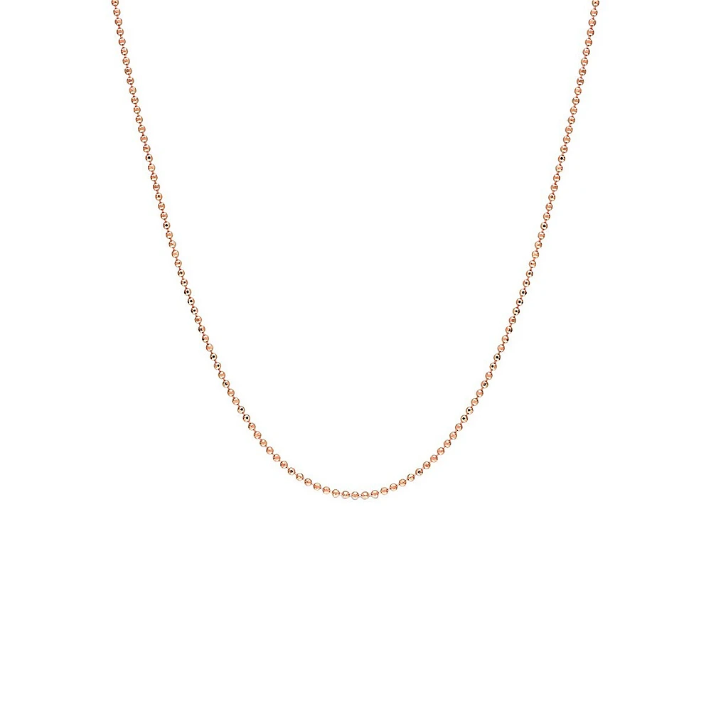 18K Rose Goldplated Sterling Silver Ball Chain Necklace - 16-Inch x 1MM