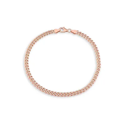 18K Rose Goldplated Sterling Silver Curb Chain Bracelet - 9-Inch x 4.4MM