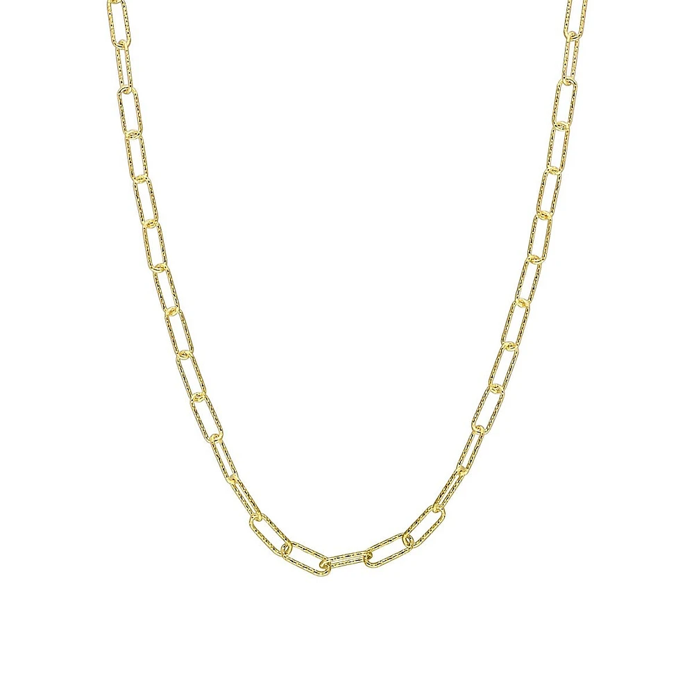 18K Goldplated Sterling Silver Fancy Paperclip Chain Necklace - 18-Inch x 3MM