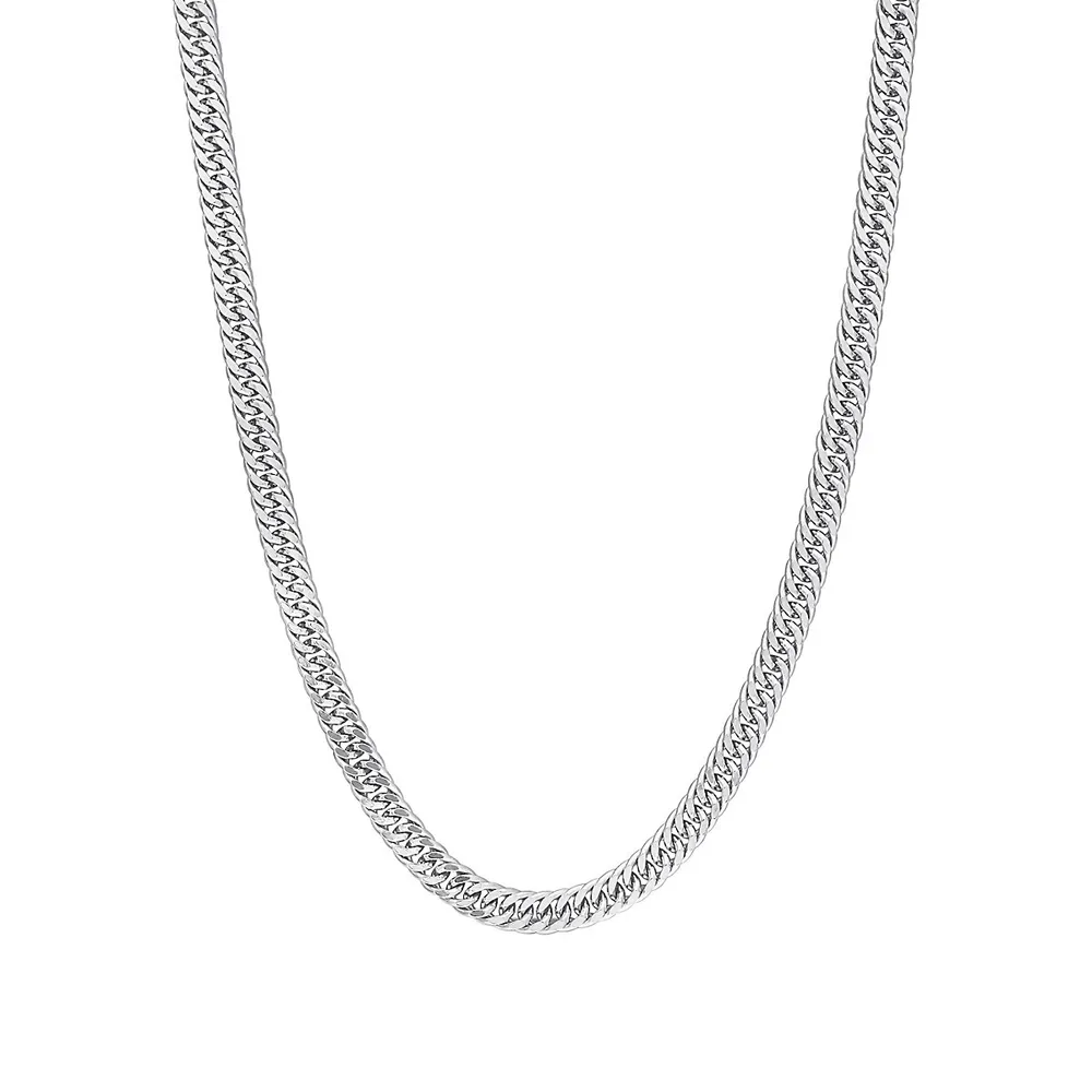 Sterling Silver Fancy Curb Link Chain Necklace