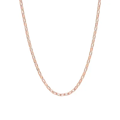 18K Rose Goldplated Sterling Silver Fancy Rectangular Rolo Chain Necklace - 20-Inch x 2MM